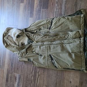 Olive winter long vest sleeveless jacket